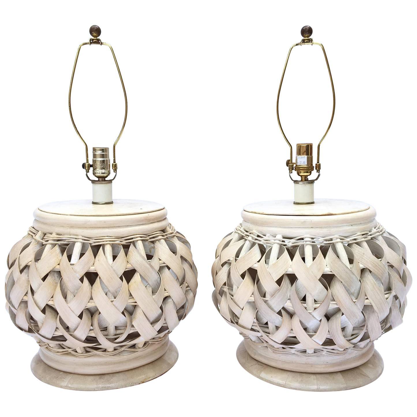 Woven Wide Rattan Table Lamps