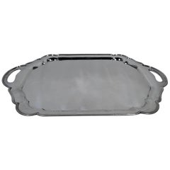 Indian Sterling Silver Serving Tray with Pretty Scrolls