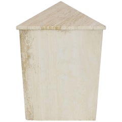 Triangular Travertine Pedestal Stand Side Table