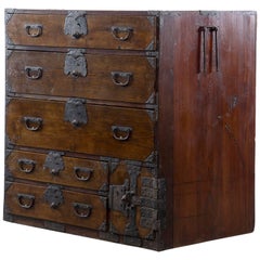 Seven Drawer Japanese Tansu Chest with Iron Hardware