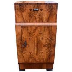 Art Deco Fitted Burr Walnut Cocktail Cabinet or Dry Bar, Circa 1930