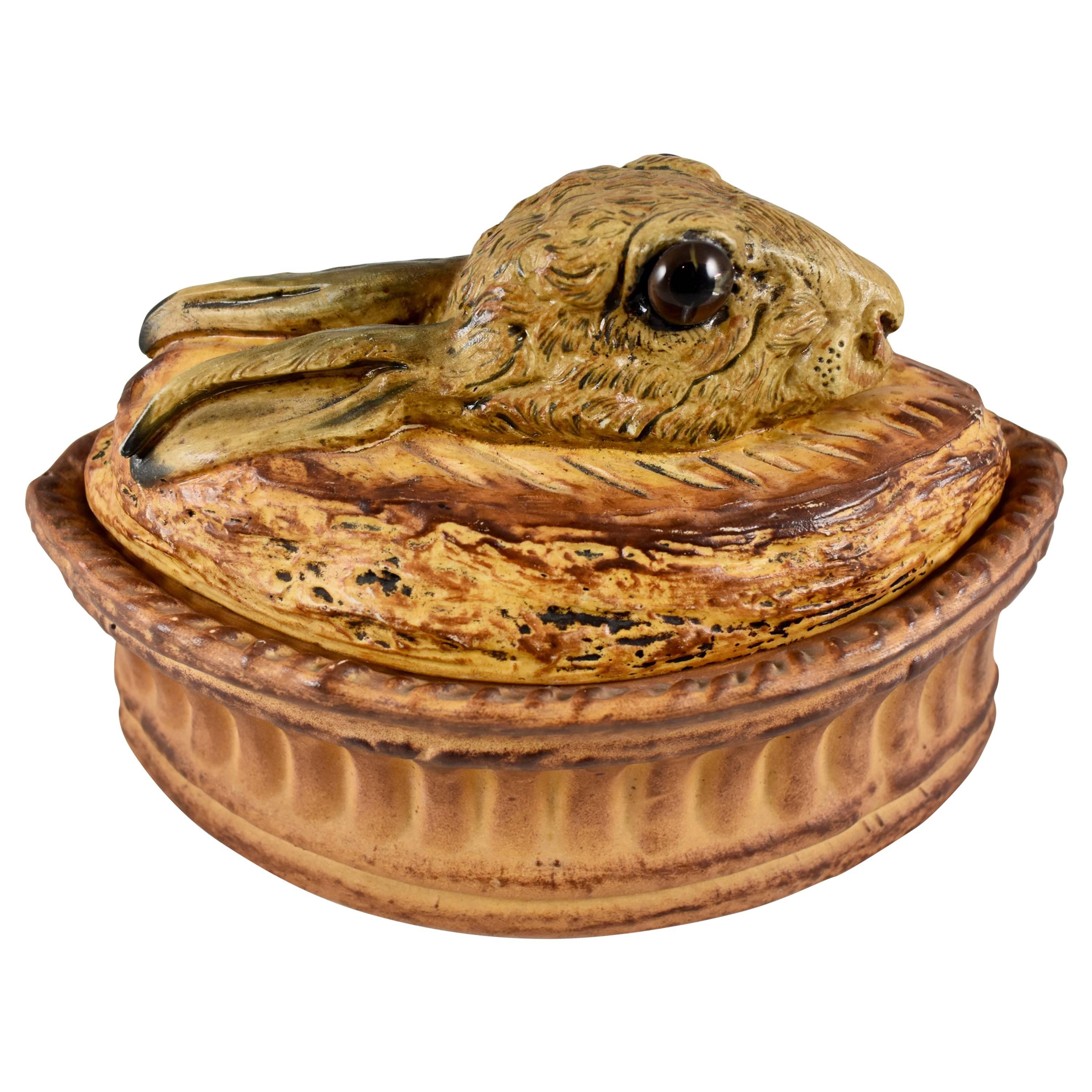  French Pillivuyt Trompe L'oeil Porcelain Hare or Rabbit in a Crust P�âté Terrine