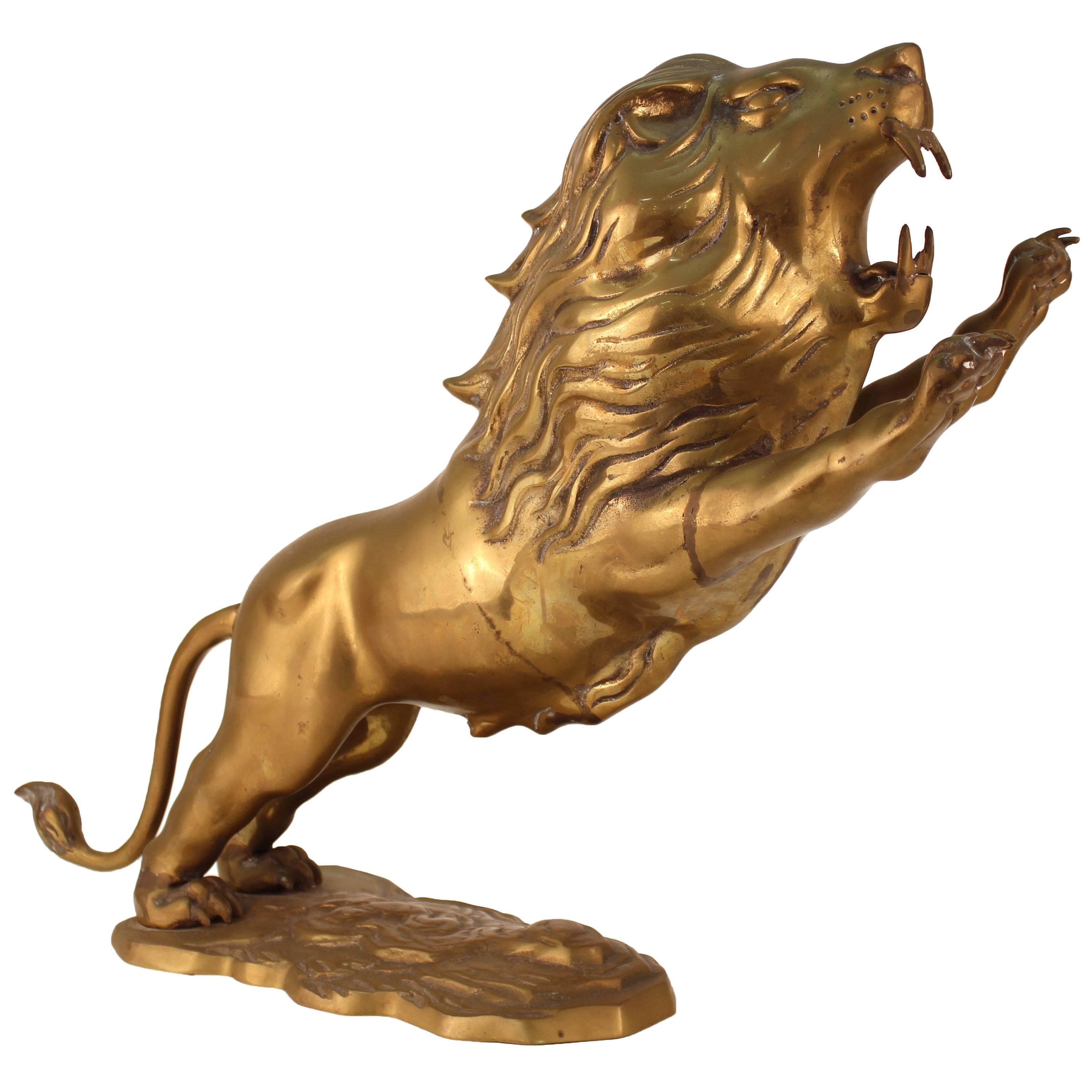 Brass Lion Sculpture