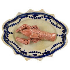19th Century Léon Brard Trompe L'oeil Palissy, Crayfish on Rouen Plate 