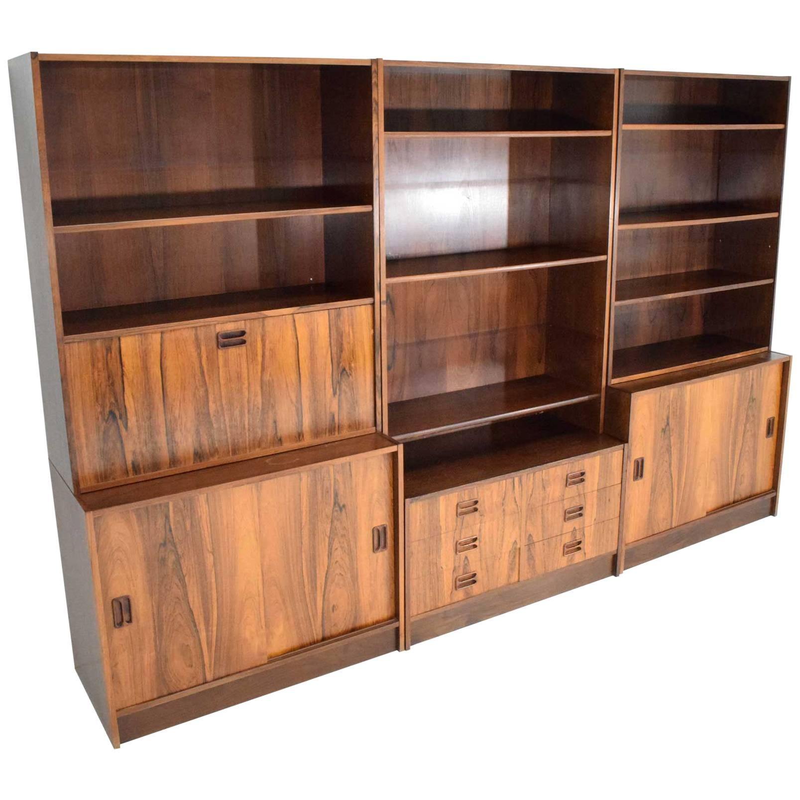 Danish Rosewood Bookcase in Three Sections