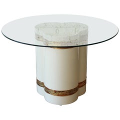 Bernhard Rohne pour Mastercraft - Table de salle à manger ou table centrale à piédestal en laiton gravé à l'acide