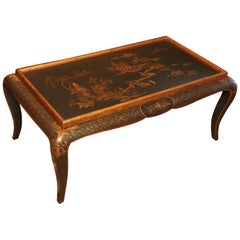 Chinoiserie Black and Gilt Japanned Coffee Table