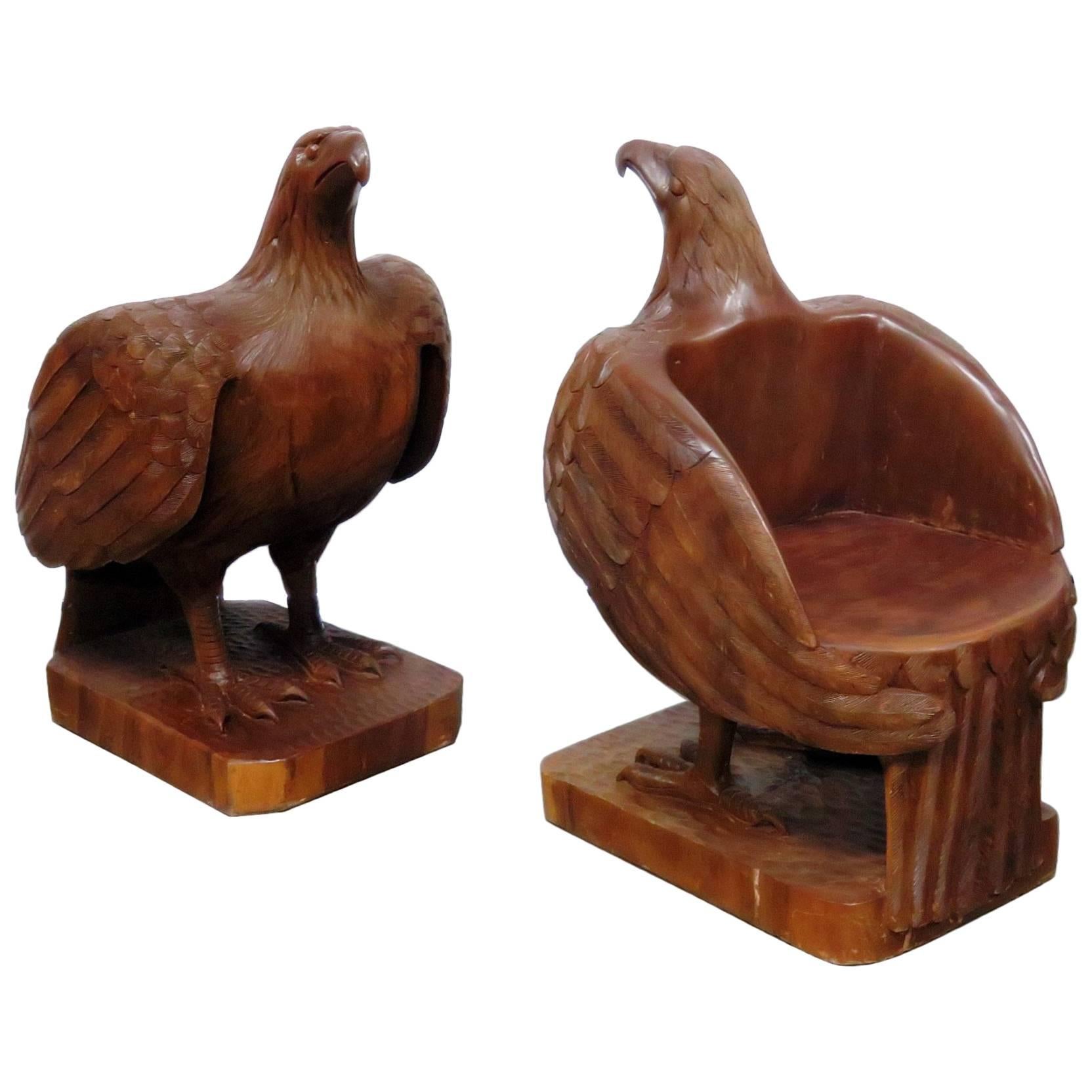 Turn of the Century Carved Eagle Bergeres