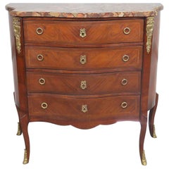Large 19th Century Louis XV Style Breche Marble Top Commode Nightstand 