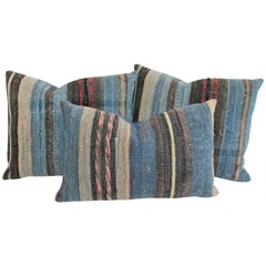 Group of Three 19th Century Rag Rug Pillows