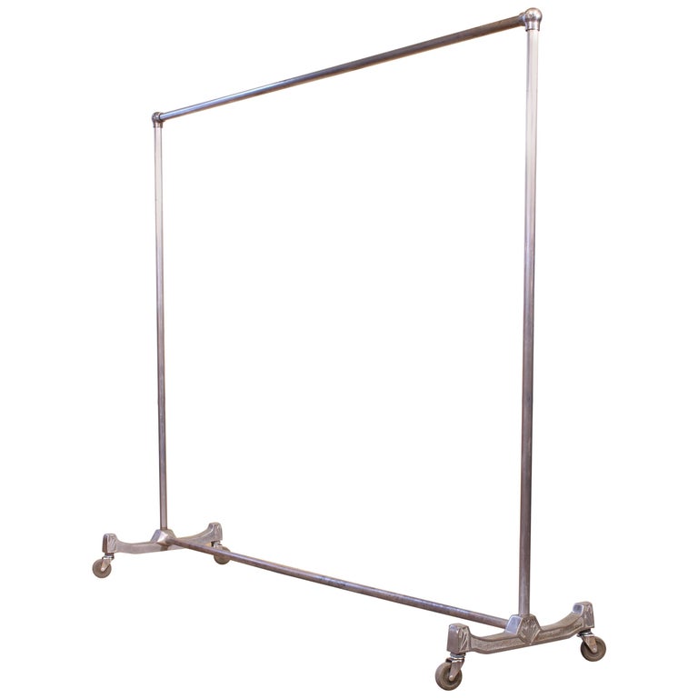 Vintage Rolling Garment Rack, Clothing Coat Stand Art Deco at 1stDibs