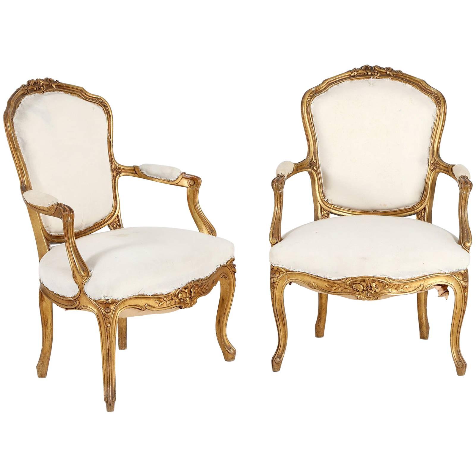 Pair of Armchairs Rococo Style