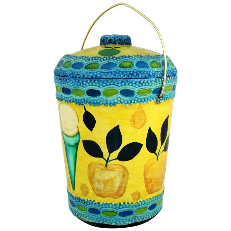 MidCentury Modern Styrofoam Ice Bucket Aldo Londi Style Rimini Blue