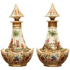 Pair of Paris Porcelain Chinoiserie Scent Bottles