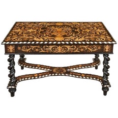 Flemish Ebony and Marquetry Library Table