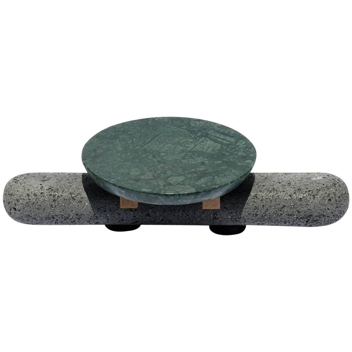Sculptural Plate Volcanic Stone Green Marble (Small) For Sale