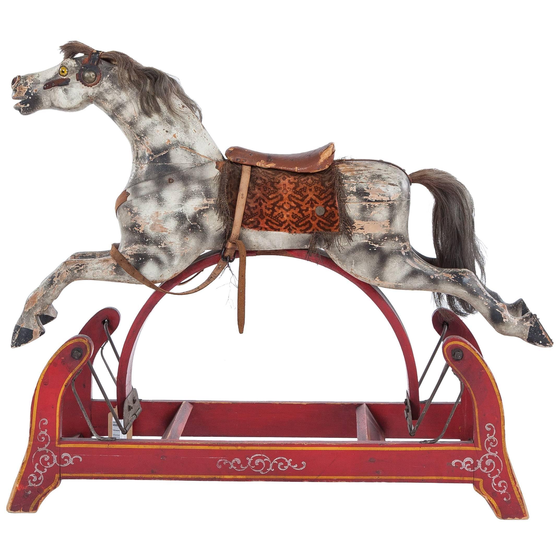Antique American Rocking Horse, Mid-19th Century For Sale