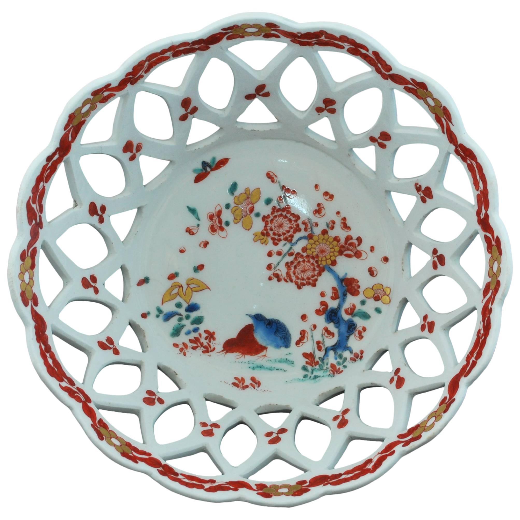 Chestnut Basket, Two Quail Pattern, Bow Porcelain Factory, circa 1758