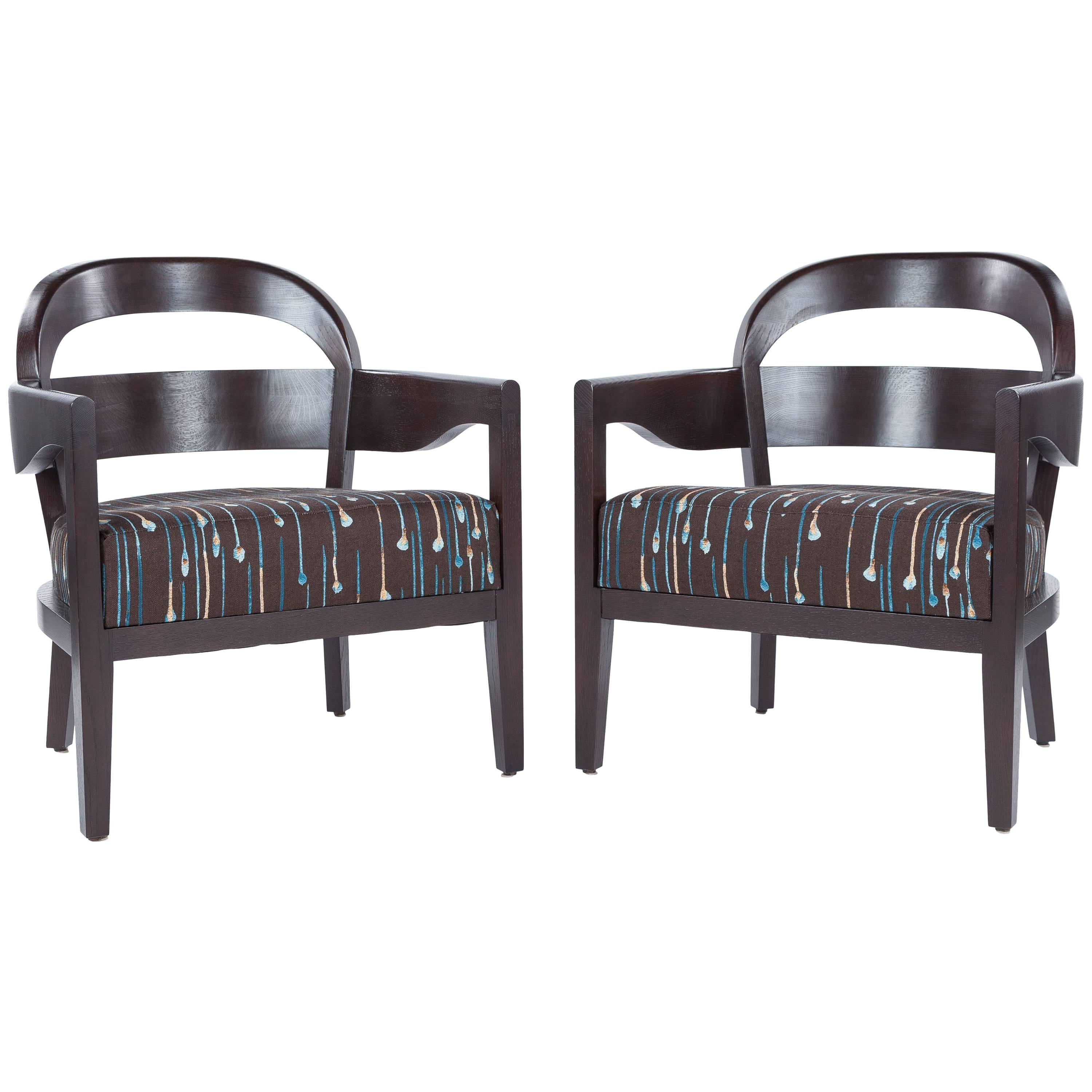 Pair of Mid-Century Modern in the Style of Jiun Ho Mopane Lounge Chairs For Sale