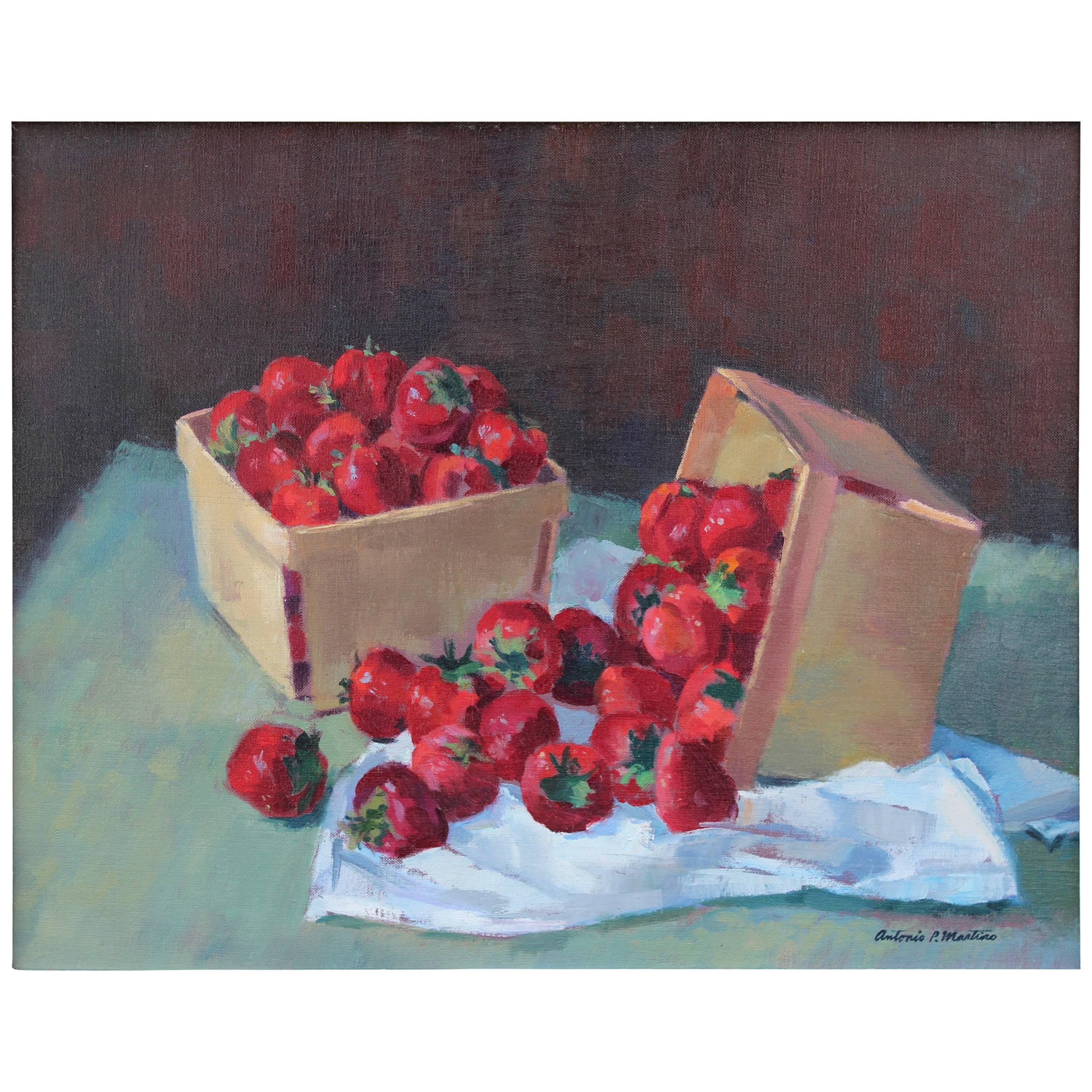 Nature morte de fraises d'Antonio Pietro Martino en vente