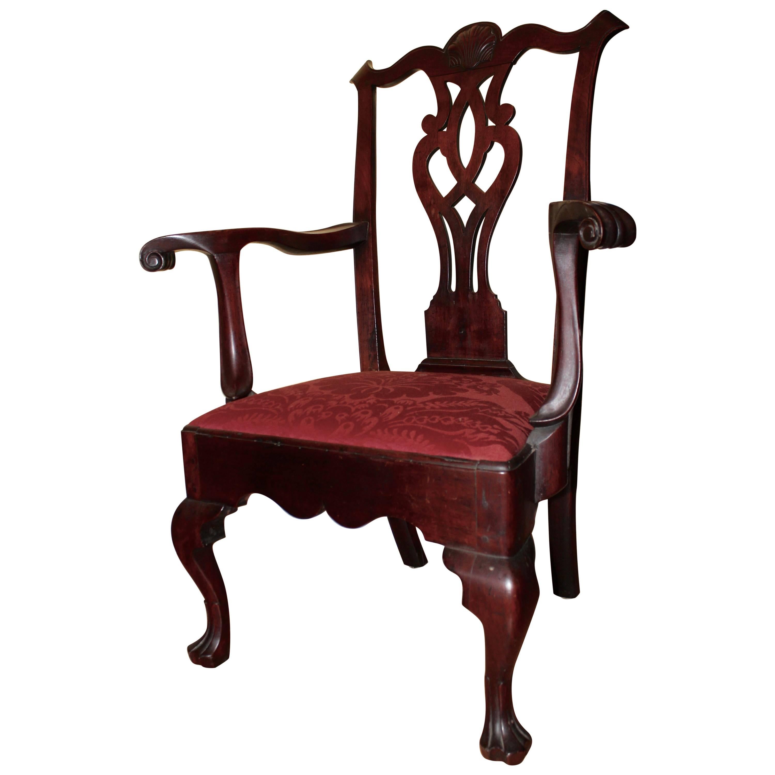 Walnut Chippendale Armchair For Sale