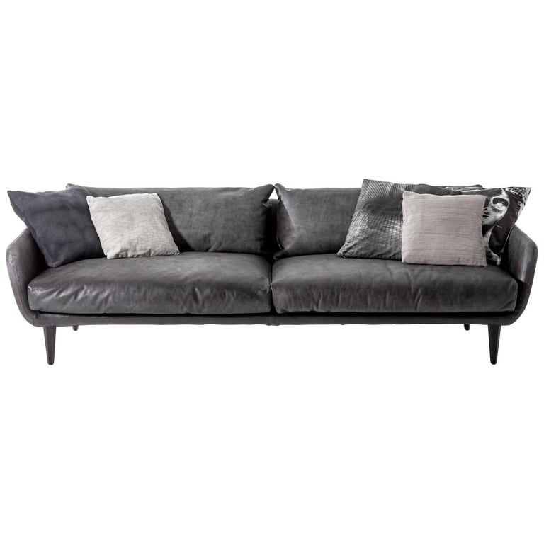 Nebula Nine Cotton Linen Leather and Velvet Covered Sofa by Moroso and  Diesel For Sale at 1stDibs