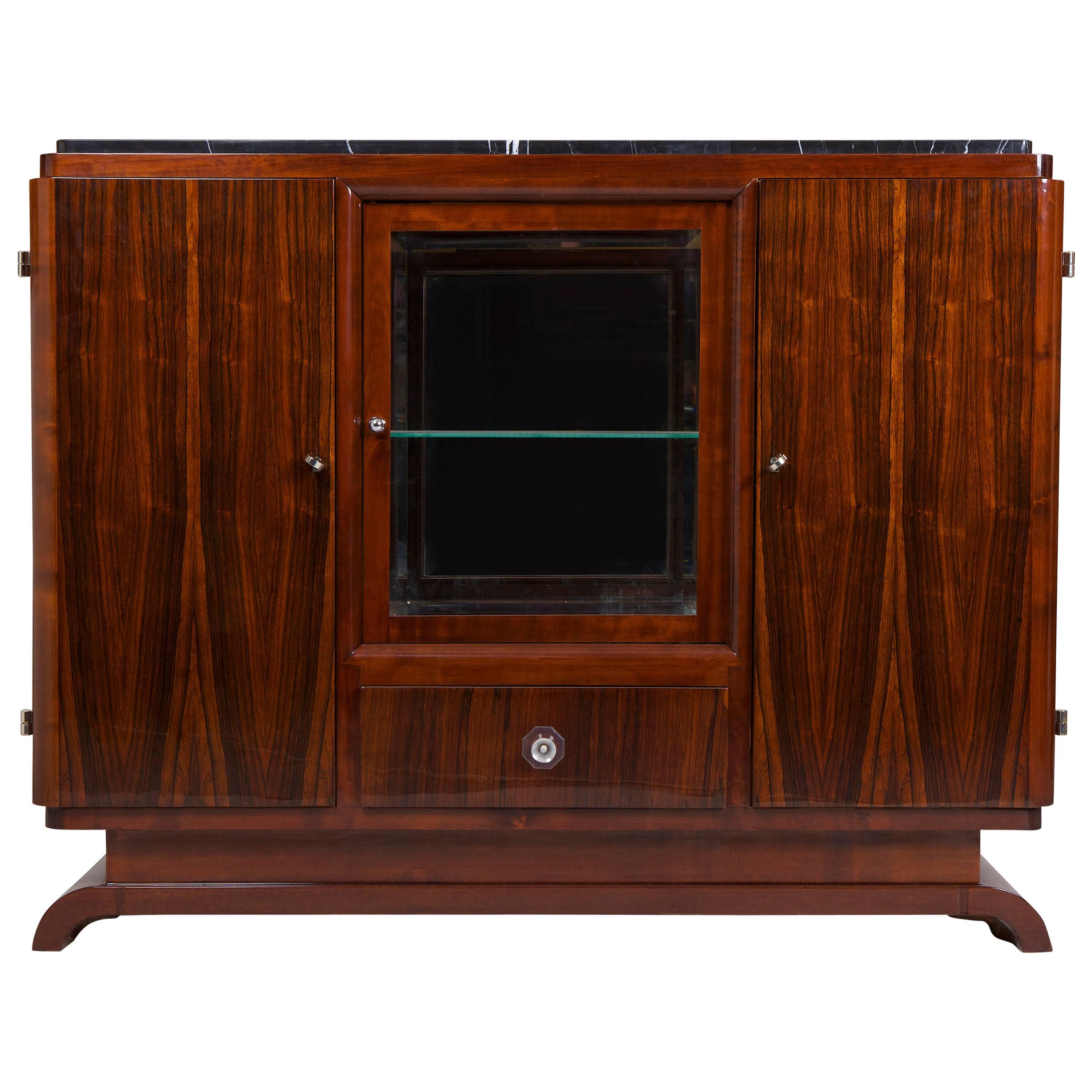 Palisander Art Deco French Sideboard with Marble Desk, 1930-1939