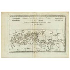 Vintage Map of Northern Africa "Barbary Coast" by R. Bonne, circa 1780