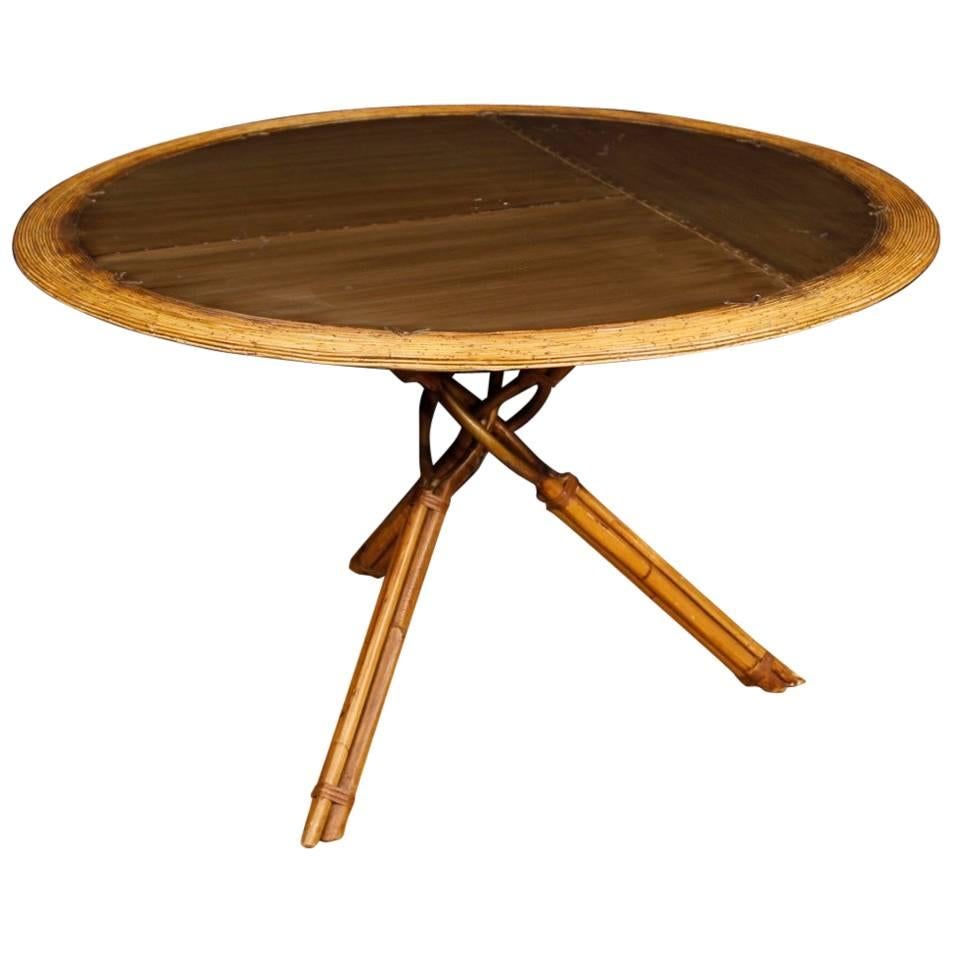 Spanish Design Living Room Table in Bamboo Wood and Metal from 20th Century