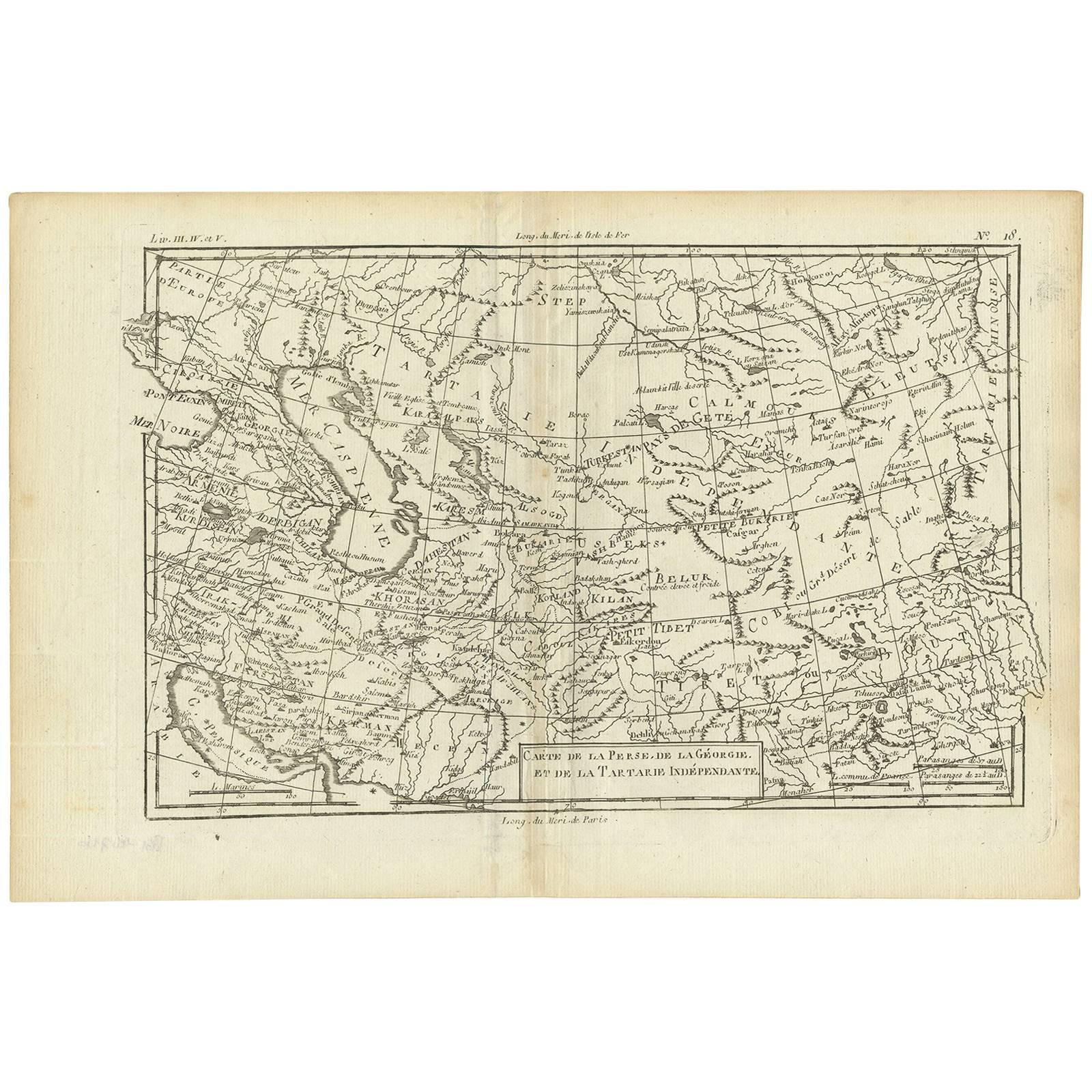 Antique Map of the Persian Gulf and Caspian Sea Region by R. Bonne, 1780 For Sale