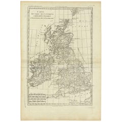 Antique Map of the Kingdoms England, Scotland and Ireland by R. Bonne, 1780