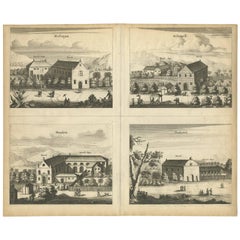 Antique Print of the Churches of Mallagam, Achiavelli, Mayletti and Oudewil