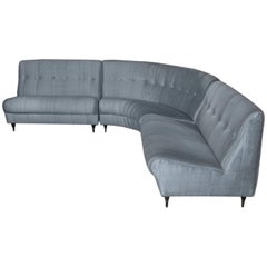 Three Pieces Modular Curved Sofa, 1950s