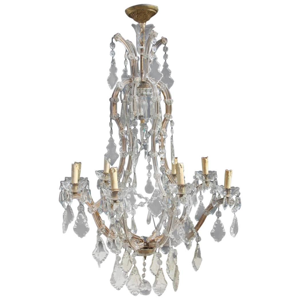 Great Chandelier Maria Theresa Design, 1950s For Sale