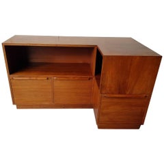 Vintage Midcentury Teak Wood Design Corner Dresser