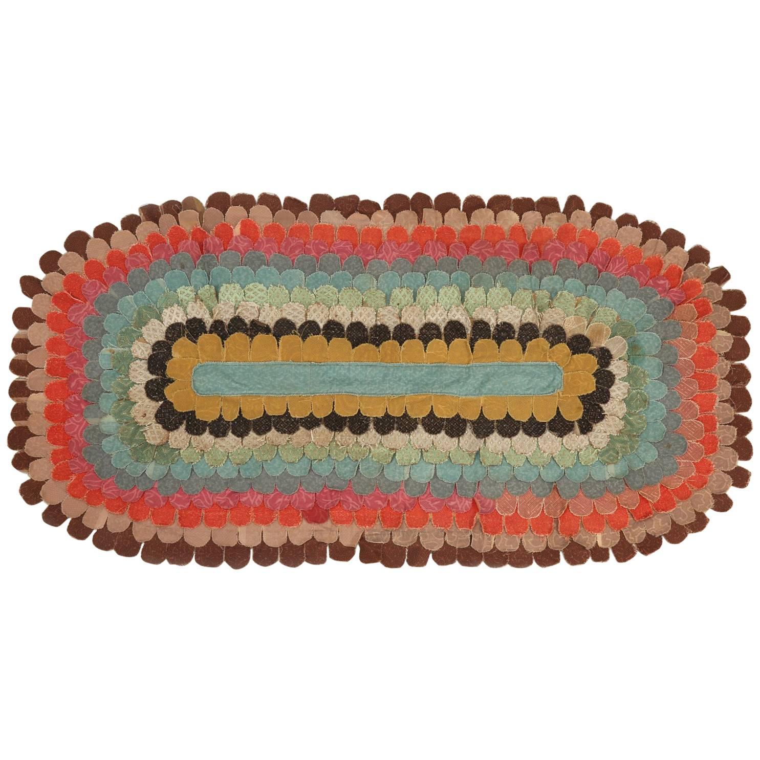 American Folk Art Rug from Fabric Scraps at 1stDibs