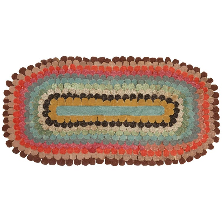 American Folk Art Rug from Fabric Scraps For Sale at 1stdibs