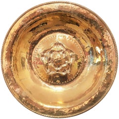 Antique Arts & Crafts Movement Brass Tudor Rose Charger by Hugh Wallis