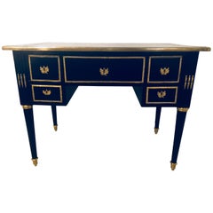 Jansen Styled Ebonized Bronze-Mounted Writing Office Desk Louis XVI Fashioned