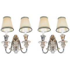 Elegant Pair of Silver Plated Adam Style Sconces