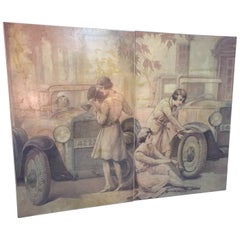 Pair of Oil on Canvas on 1920s Chevrolet Theme