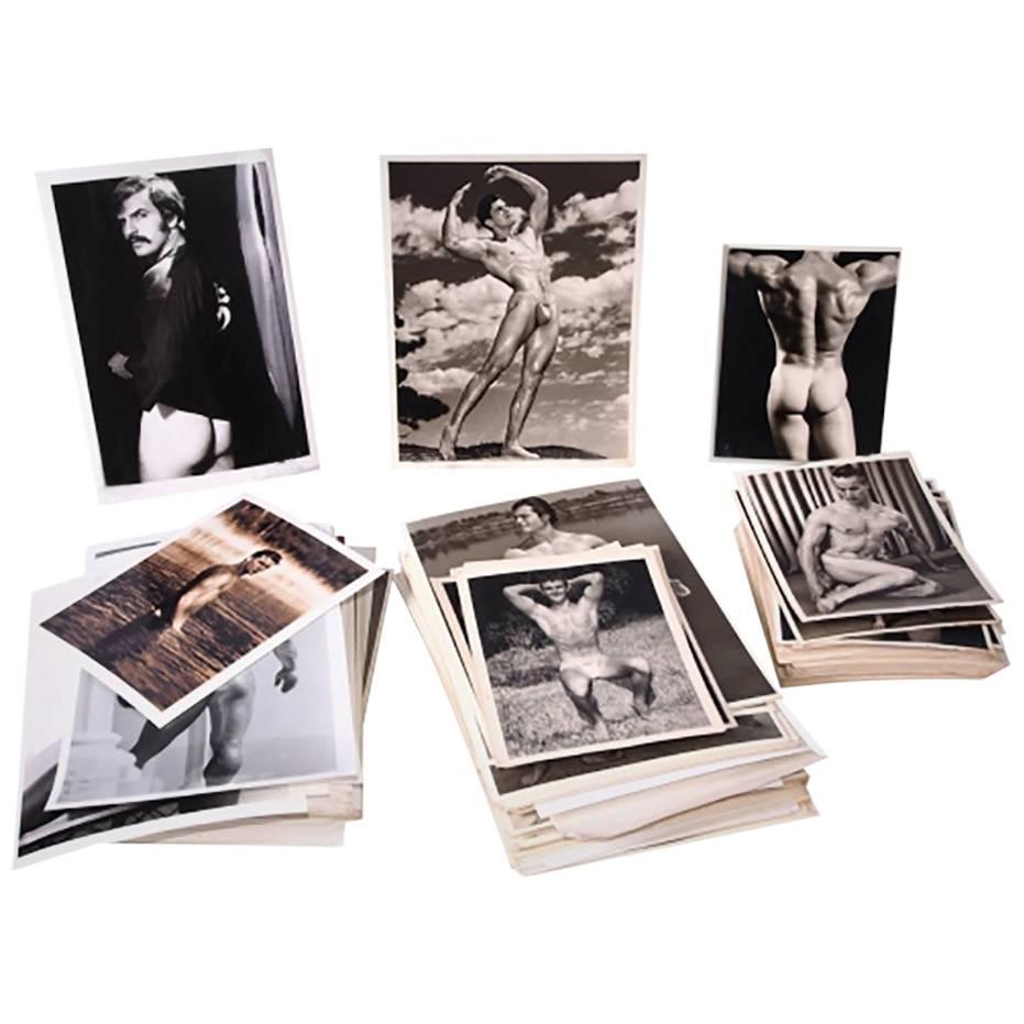 Large Set of Vintage Male Physique Erotica Black and White Photographs