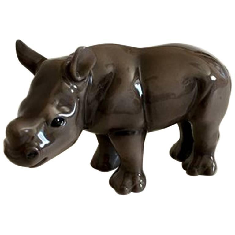 Bing & Grøndahl 2006 Mother's Day Figurine of Black Rhino Calf For Sale