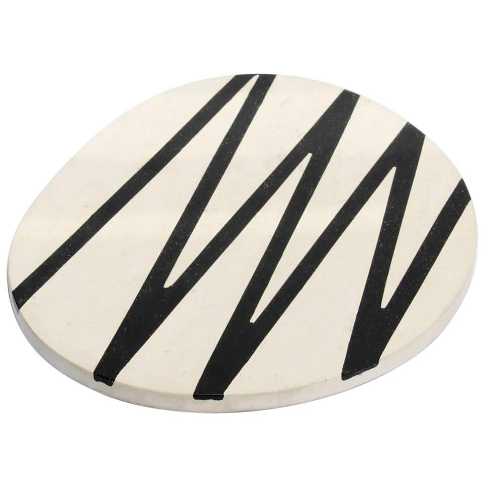 Board or Serving Plate Stone Resin Contemporary Style Black/White  For Sale