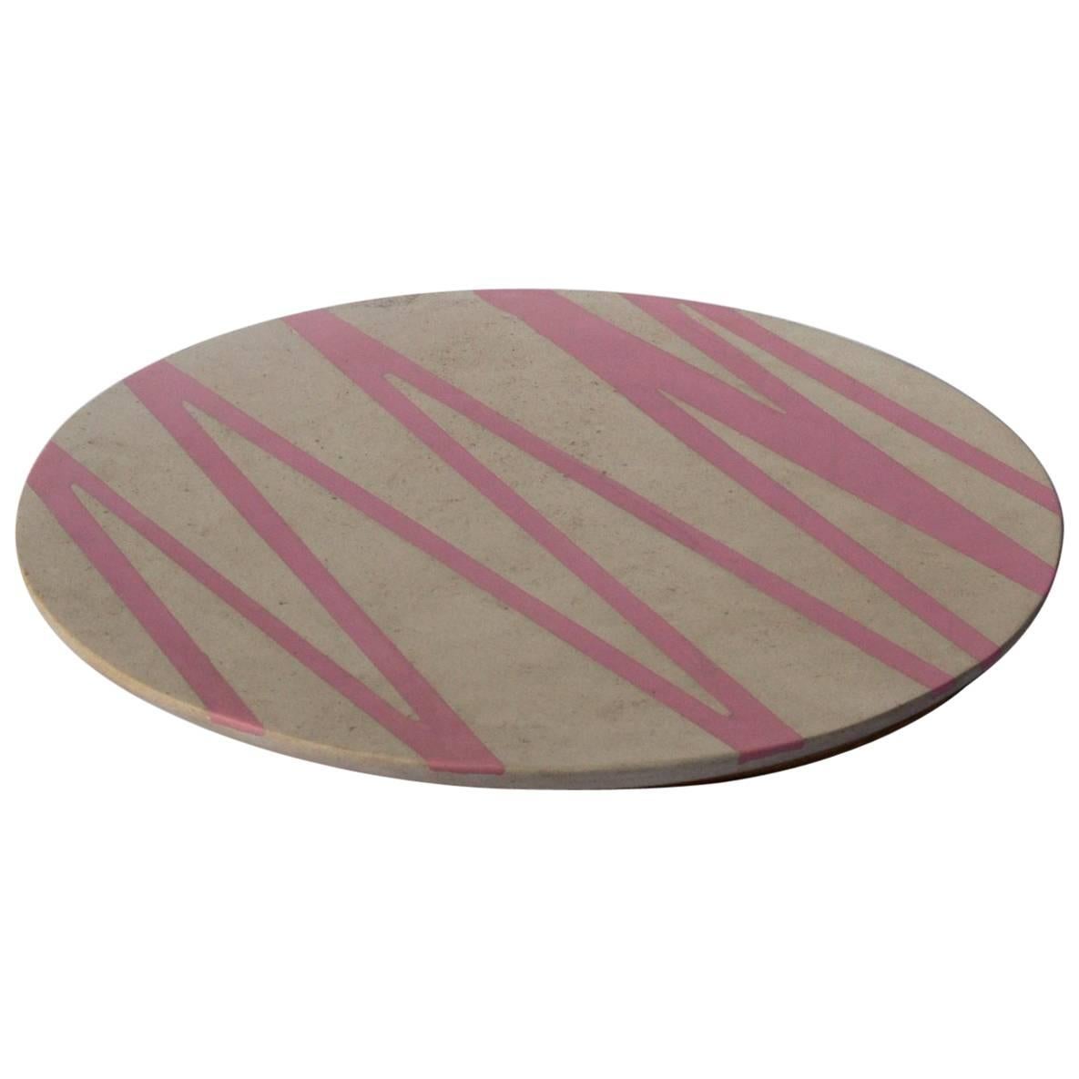 Board or Serving Plate Stone Resin Contemporary Style Cream/Pink  For Sale