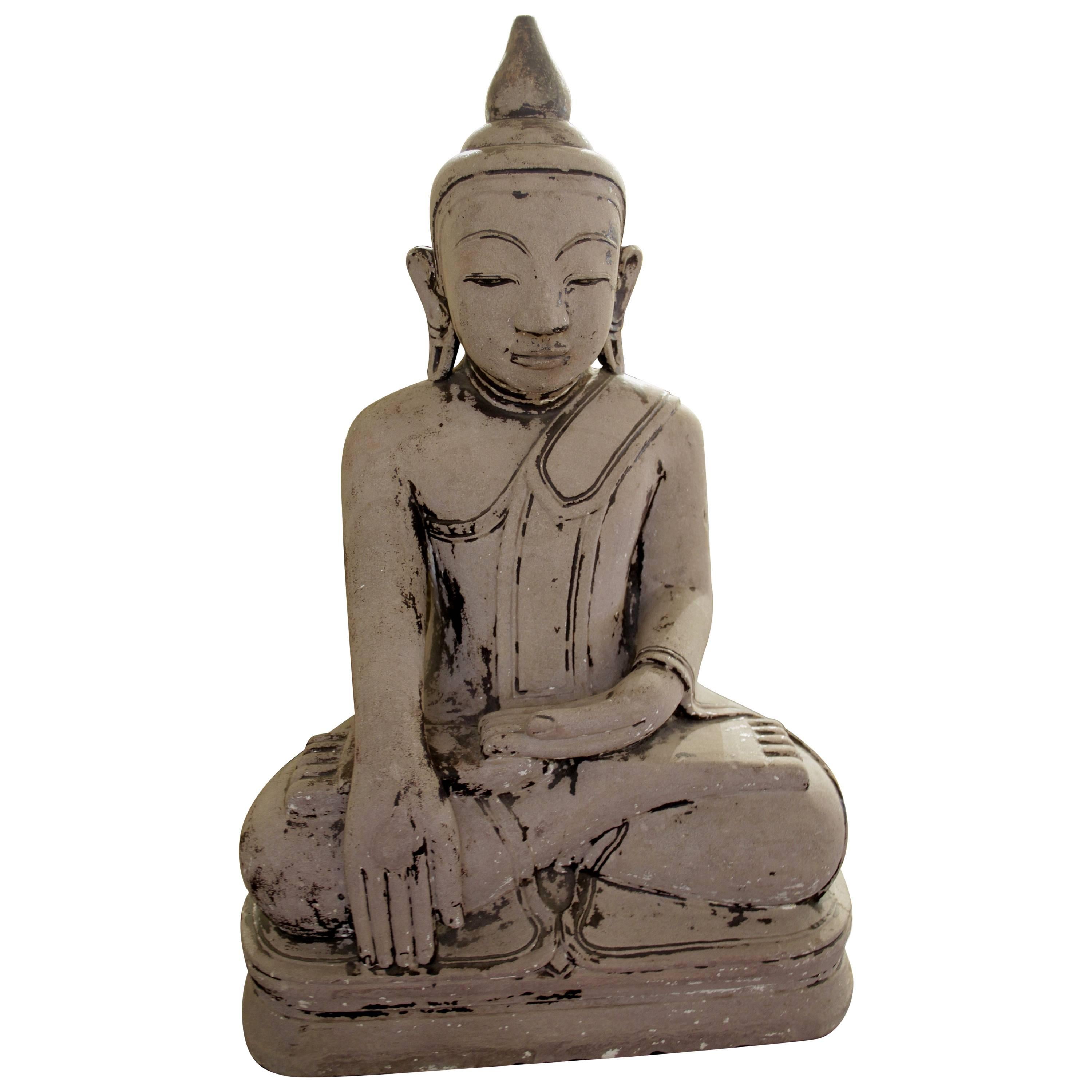 Buddha Burma 17th Century Stone Statue For Sale at 1stDibs