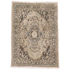 Distressed Vintage Persian Hamadan Accent Rug with Romantic French Regence Style