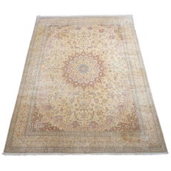 Wool and Silk Persian Naein Area Rug, over 500 KPSI