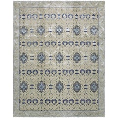 'Savannah, Steel' Hand-Knotted Tibetan Rug Made in Nepal by New Moon Rugs