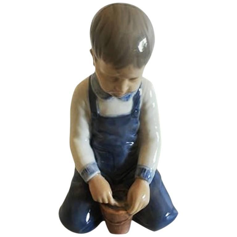 Bing & Grondahl Figurine #2127 of Boy with Bucket For Sale